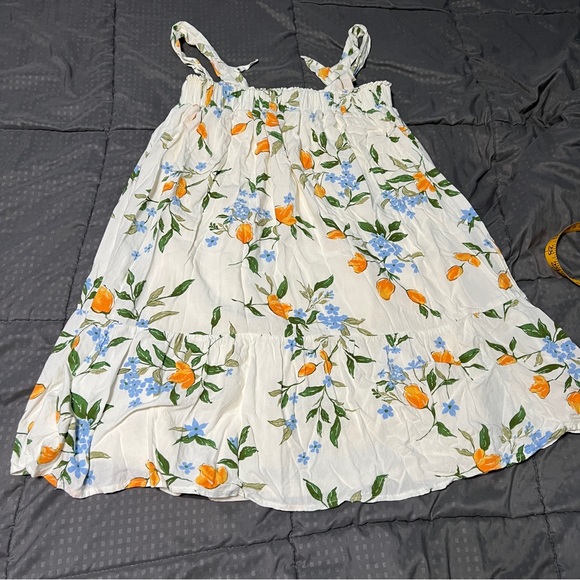 Re blu babydoll style short dress orange & blue flowers size small - Picture 2 of 7